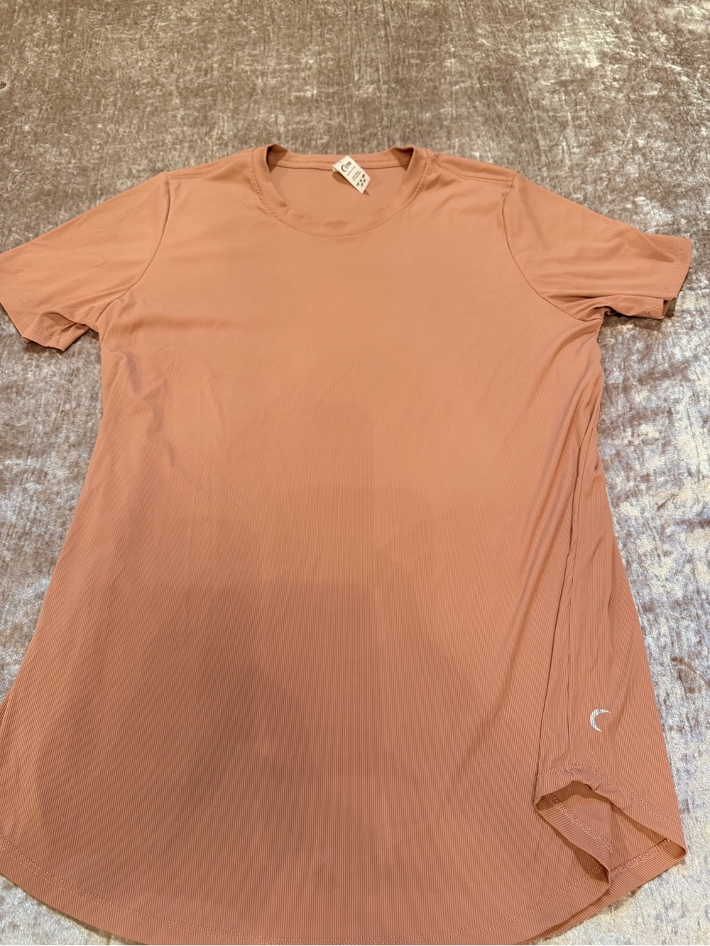 ZYIA nylon/spandex Ribbed Tee in Dusty Rose